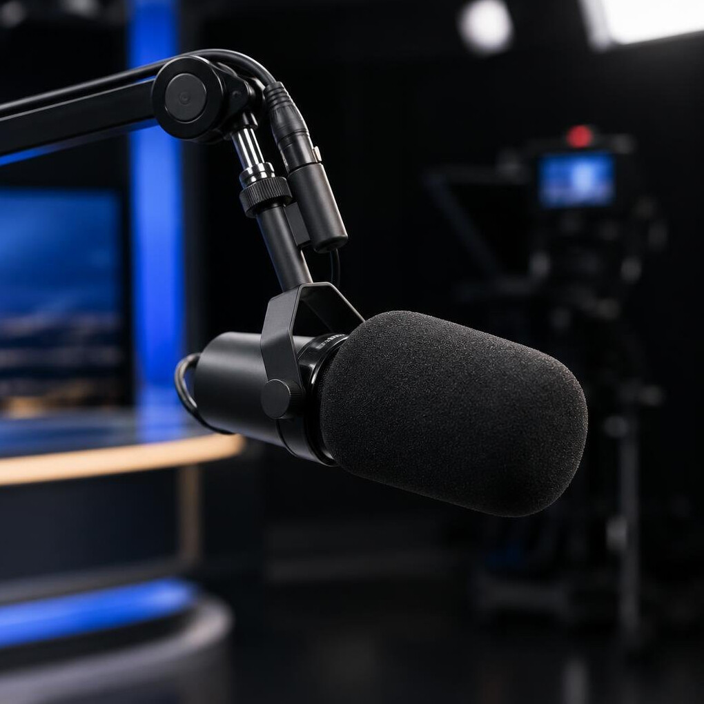 Close up of a studio microphone