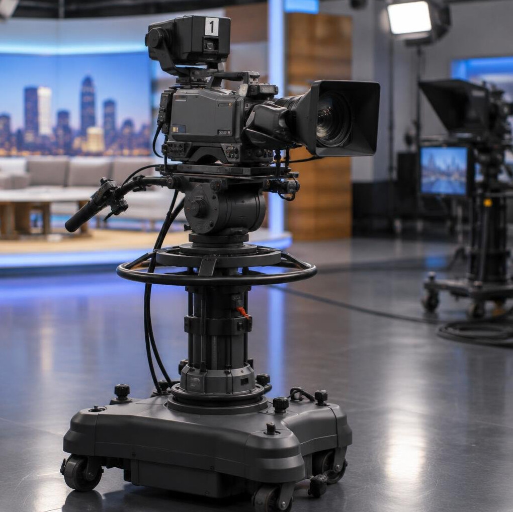 Broadcast television camera on a studio floor