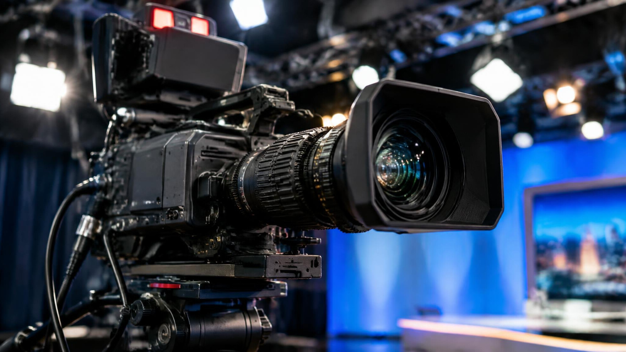 Professional broadcast camera and studio lighting equipment